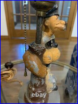 1935 Antique ART DECO Cartoon POPEYE STATUE King Features LAMP Figural Metal