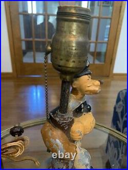 1935 Antique ART DECO Cartoon POPEYE STATUE King Features LAMP Figural Metal