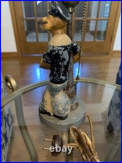 1935 Antique ART DECO Cartoon POPEYE STATUE King Features LAMP Figural Metal