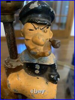 1935 Antique ART DECO Cartoon POPEYE STATUE King Features LAMP Figural Metal