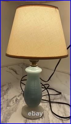 1937 Aladdin G-92 Blue Aladex Glass Art Deco Boudoir Lamp with Whip-O-Lite Shade