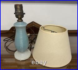 1937 Aladdin G-92 Blue Aladex Glass Art Deco Boudoir Lamp with Whip-O-Lite Shade