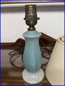 1937 Aladdin G-92 Blue Aladex Glass Art Deco Boudoir Lamp with Whip-O-Lite Shade
