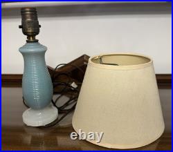 1937 Aladdin G-92 Blue Aladex Glass Art Deco Boudoir Lamp with Whip-O-Lite Shade