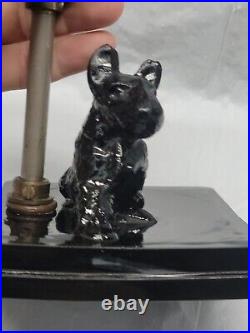 1940s Art Deco Glass Scottie Dog Terrier Lamp Black Glass Cambridge Glass 5012