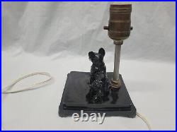 1940s Art Deco Glass Scottie Dog Terrier Lamp Black Glass Cambridge Glass 5012