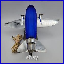 1978 SARSAPARILLA DECO DESIGNS Dakota DC3 Airplane Lamp Chrome Art Deco Style