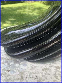 1980s Art Deco New Wave Black Swirl Table Lamp Memphis Era Mid Century Modern