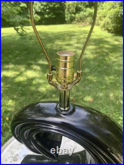 1980s Art Deco New Wave Black Swirl Table Lamp Memphis Era Mid Century Modern