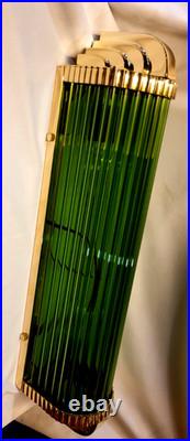 1 Pc Vintage Art Deco Green Glass Rod Brass Wall Sconce Fixture Skyscraper # G20