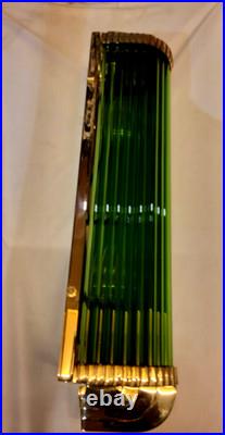 1 Pc Vintage Art Deco Green Glass Rod Brass Wall Sconce Fixture Skyscraper # G20
