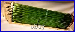 1 Pc Vintage Art Deco Green Glass Rod Brass Wall Sconce Fixture Skyscraper # G20
