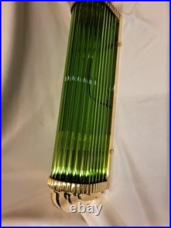 1 Pc Vintage Art Deco Green Glass Rod Brass Wall Sconce Fixture Skyscraper # G20