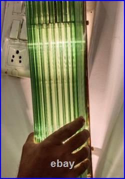 1 Pc Vintage Art Deco Green Nickel Chrome Brass & Glass Rod Wall Sconce Light ##