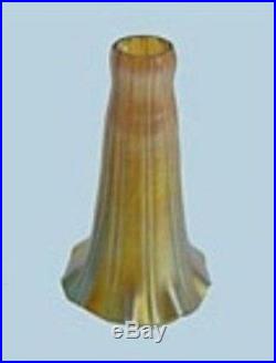 (1) Ruffled Lily Hand Blown Glass Lamp Shade ART DECO Arts & Crafts GOLD AURENE