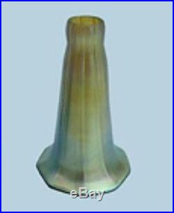 (1) Standard Lily Iridescent Stuido Glass Lamp Shade HAND BLOWN art deco GOLD