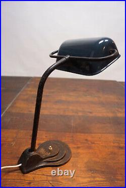 20er Stehlampe Banker Lampe Schreibtisch Email Art Deco Bauhaus Tischlampe 30er