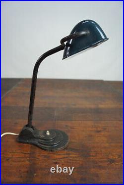 20er Stehlampe Banker Lampe Schreibtisch Email Art Deco Bauhaus Tischlampe 30er
