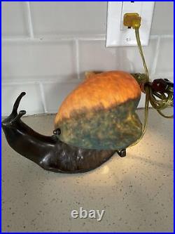20th century french glass metal snail lamp vintage Brass