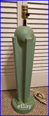 24 Vintage Art Deco, MID Century Painted Plaster Lamp Base Mint Green
