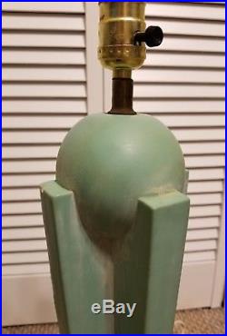 24 Vintage Art Deco, MID Century Painted Plaster Lamp Base Mint Green