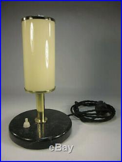 26cm Art Deco Tischlampe Antik Tischleuchte Natursteinfuß Tubus Röhrenschirm