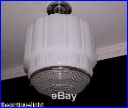 272 Vintage aRT DEco 30's Ceiling Light Lamp Fixture Glass JUMBO SIZE 1 of 6