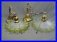 2_Antique_French_Art_Satin_Glass_Pendant_Ceiling_Shade_Lights_Lamps_Frilly_Green_01_hags