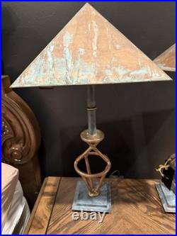 2 Mario Villa Lamps Art Deco Copper Signed