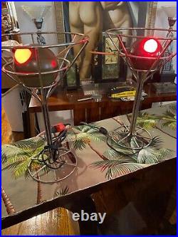 2 Martini Lamps 1993 David Krys 14.5 Tall, 9.5 Wide PAIR COOL DECO MCM STYLE