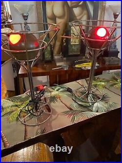 2 Martini Lamps 1993 David Krys 14.5 Tall, 9.5 Wide PAIR COOL DECO MCM STYLE