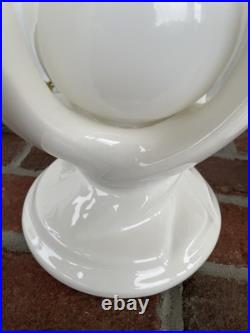 2 Sculptural Flame Helix Table Lamps MCM Art Deco Vtg White Sphere Globe 22h