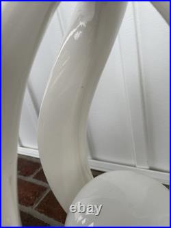 2 Sculptural Flame Helix Table Lamps MCM Art Deco Vtg White Sphere Globe 22h
