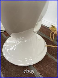 2 Sculptural Flame Helix Table Lamps MCM Art Deco Vtg White Sphere Globe 22h