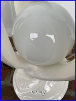 2 Sculptural Flame Helix Table Lamps MCM Art Deco Vtg White Sphere Globe 22h