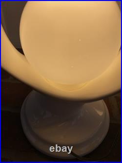 2 Sculptural Flame Helix Table Lamps MCM Art Deco Vtg White Sphere Globe 22h