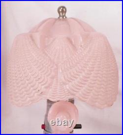 2 Southern Belle Lamps Pink Glass Lady Shell Shade Bedroom Boudoir Art Deco