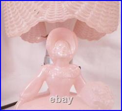 2 Southern Belle Lamps Pink Glass Lady Shell Shade Bedroom Boudoir Art Deco