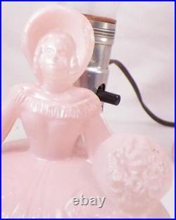 2 Southern Belle Lamps Pink Glass Lady Shell Shade Bedroom Boudoir Art Deco