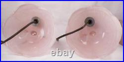 2 Southern Belle Lamps Pink Glass Lady Shell Shade Bedroom Boudoir Art Deco