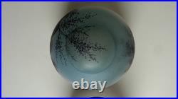 2 Vintage Glass Lamp Shade Set Reverse Hand Painted Lot Japanese Antique