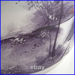 2 Vintage Glass Lamp Shade Set Reverse Hand Painted Lot Japanese Antique