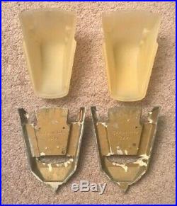 2 x ANTIQUE ART DECO SLIP SHADE WALL LIGHT SCONCE VINTAGE WALL LAMP