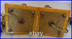 30s Art Deco Vintage Butterscotch Bakelite Candlestick Style Lamp Pair TESTED