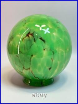 30s Bohemian Loetz Art Deco Jade Green Cased Marbled Glass Lamp Shade Globe Slag