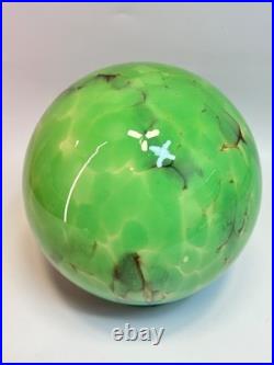 30s Bohemian Loetz Art Deco Jade Green Cased Marbled Glass Lamp Shade Globe Slag