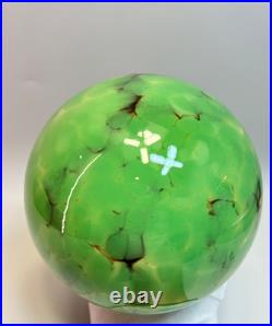 30s Bohemian Loetz Art Deco Jade Green Cased Marbled Glass Lamp Shade Globe Slag