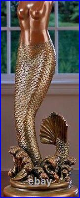39' Art Deco Style Greek Goddess Offering Mermaid Illuminated Sculptural Lamp