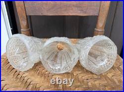 3 Antique RARE Art Deco Sabino Glass Shades Pinecone Motif