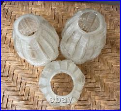 3 Antique RARE Art Deco Sabino Glass Shades Pinecone Motif